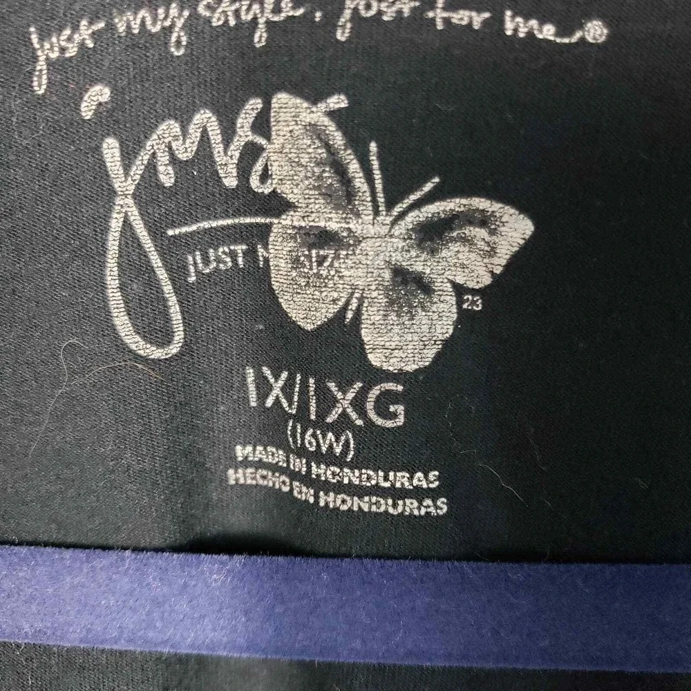 Just My Style Plus Size 1X 16W Black V-Neck Long Sleeve Embellished‎ Tunic Top - Picture 4 of 6